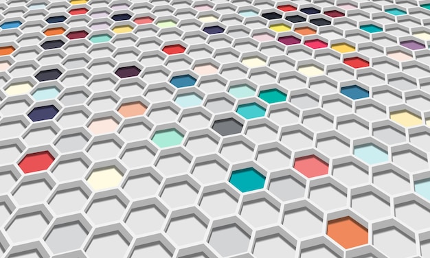 3d hexagonal colorido abstracto con sombra. Nueva composición para tu brand book.