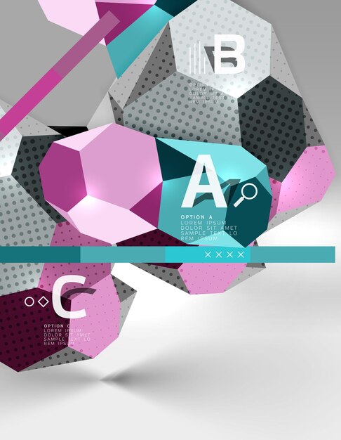 3d hexágono composición geométrica geométrica fondo abstracto digital plantilla de presentación técnica o de negocios con opciones de muestra Ilustración vectorial