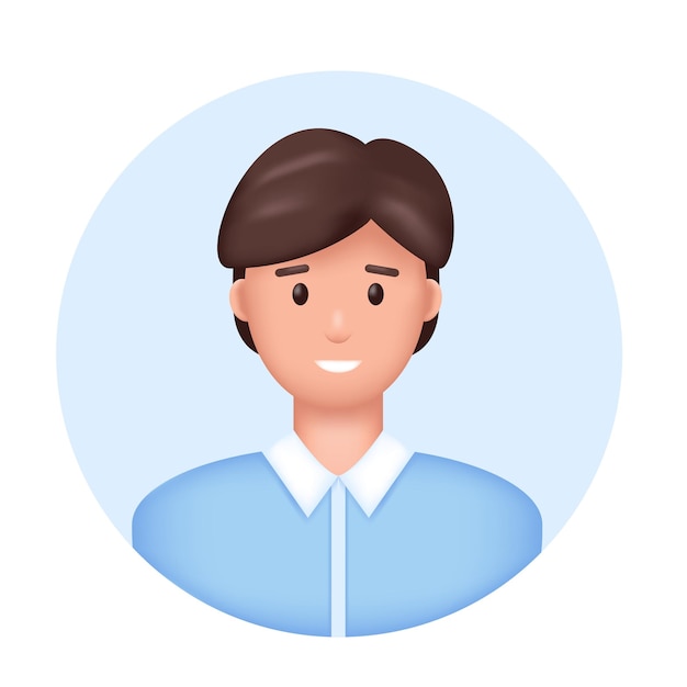 Vector 3d hombre avatar feliz cara sonriente icono joven empresario estudiante o autónomo