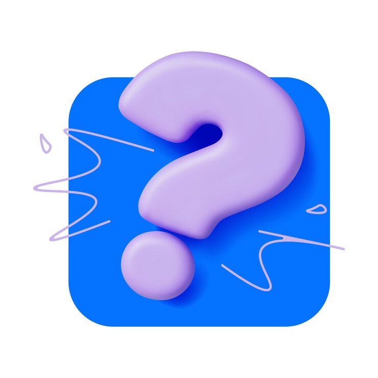 Vector 3d icon of a purple question mark on a blue background symbol for help online support