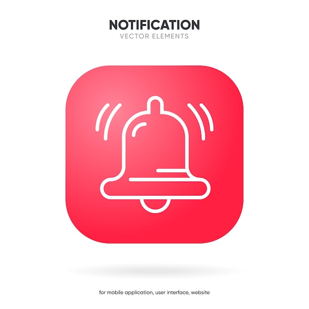 3d Icono de alarma de campana de notificación Símbolo de alarma Campanas que suenan Mensaje entrante en la bandeja de entrada Despertador
