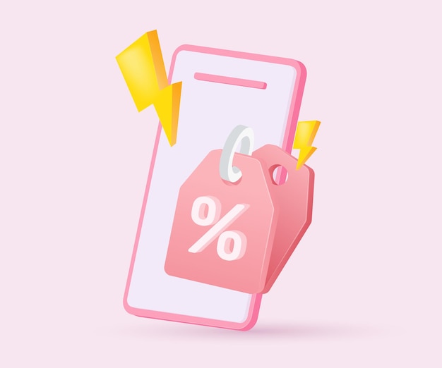 3d icono vectorial etiquetas de precios de teléfonos móviles en línea nueva idea diseño de concepto