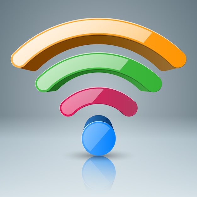 Vector 3d icono de wi-fi foou color.