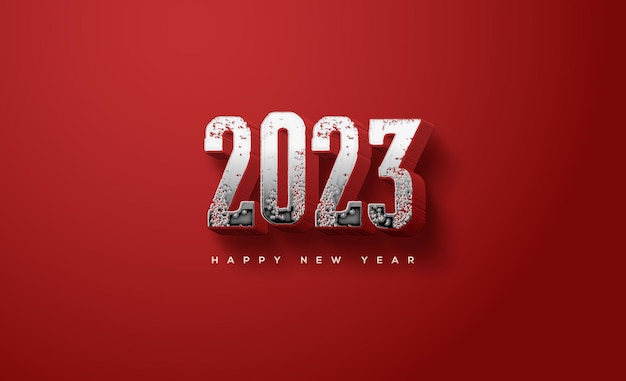 3d ilustración vectorial de feliz año nuevo 2023 con fondo rojo oscuro