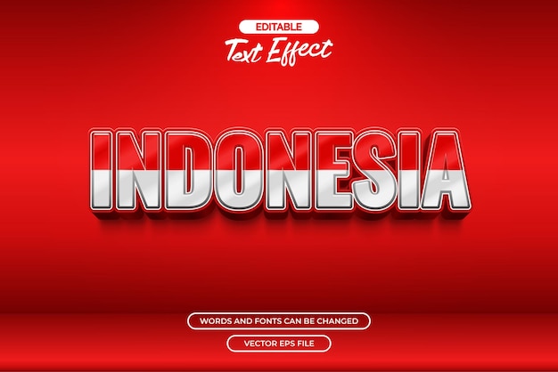 3d indonesia efecto de texto editable