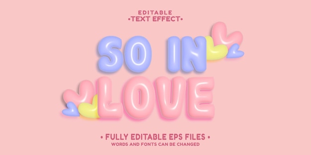 3d inflar así en el efecto de texto de amor