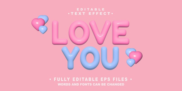 3D inflar te quiero efecto de texto