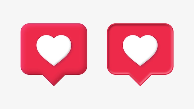 3d instagram como icono en burbuja de diálogo roja o corazón amor iconos de notificación de redes sociales