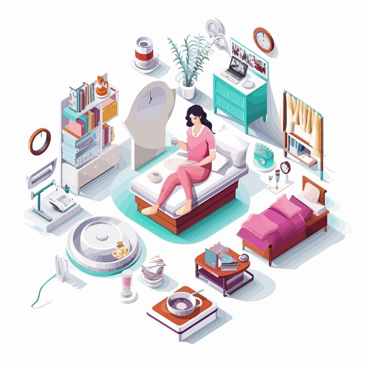 Vector 3d_isométrico_flat_vector_conceptual_ilustración_de_mujer