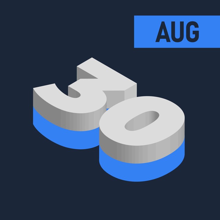 Vector 3d letras en negrita calendario del mes de agosto ilustración editable 2025