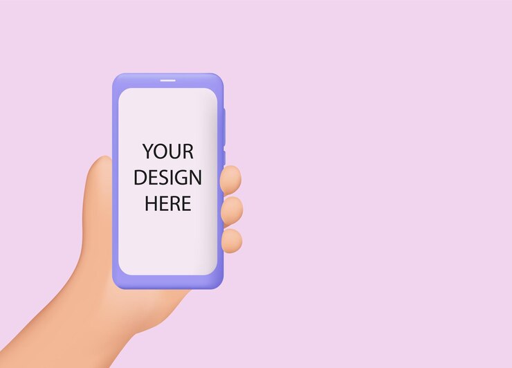 Vector 3d, mano, con, smartphone, hombre de negocios, tenencia, un, teléfono