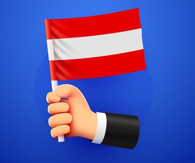 Vector 3d mano sujetando la bandera nacional de austria