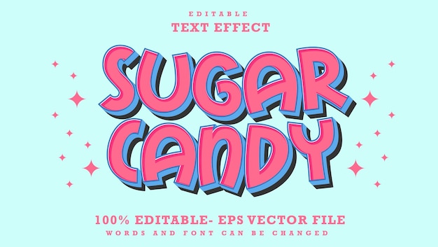 3d Minimal Word Sugar Candy Editable Diseño de efectos de texto Efecto de plantilla guardado en estilo gráfico