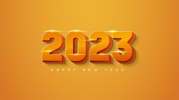 3d naranja número brillante resplandor vector feliz año nuevo 2023 saludo