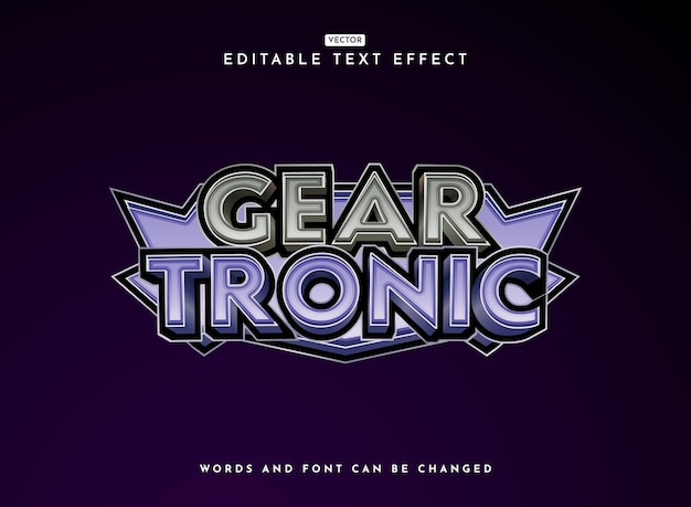 3d en negrita el juego moderno de Gear Tronic efecto de texto del logotipo