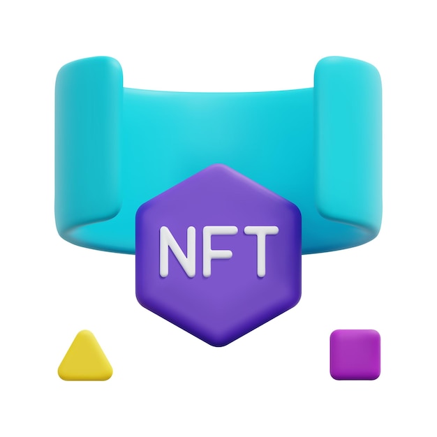 3d nft icon vector aislado sobre fondo blanco 3d metaverse tecnología digital concepto de realidad virtual dibujos animados estilo minimalista 3d blockchain icon vector render ilustración