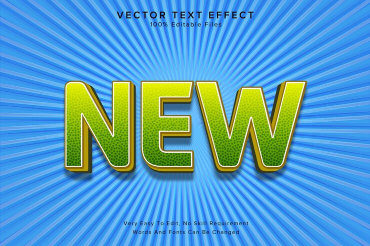 Vector 3d nuevo efecto de texto editable verde