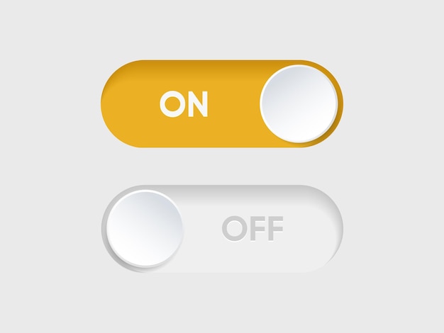 3d On and Off toggle switch icons Switch toggle buttons ON OFF Material design switch buttons set