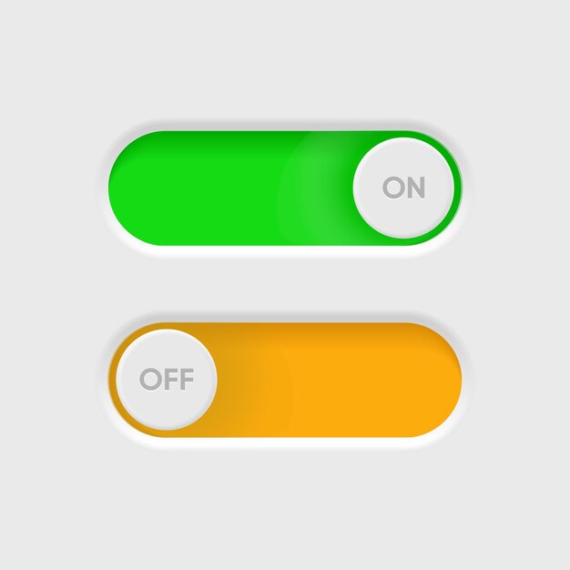 3d On and Off toggle switch icons Switch toggle buttons ON OFF Material design switch buttons set