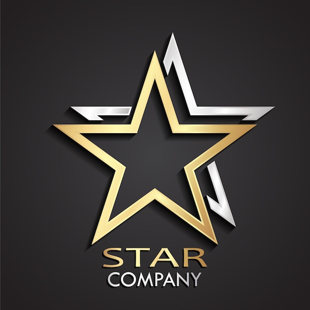 3d oro plata doble estrella logotipo moderno