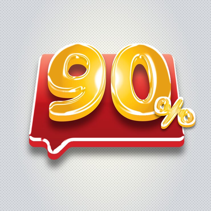 Vector 3d oro rojo 90 por ciento número venta