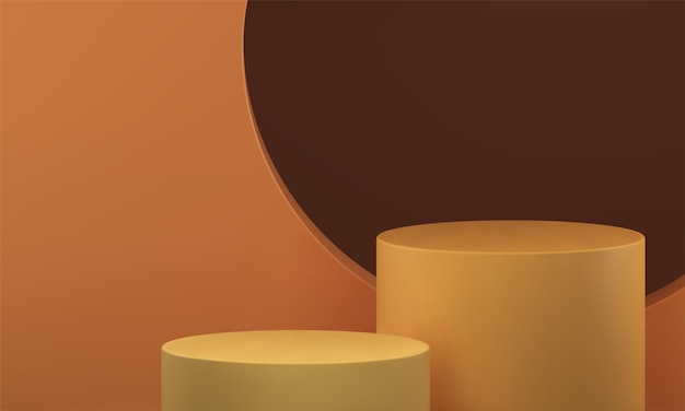 3d pedestal dos cilindros beige etapa plataforma de competencia premio diseño de arena vector realista