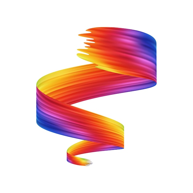 3d Pincel multicolor gradiente textura pincel cinta aislada en blanco abstractos elementos de diseño de flujo de ondas de colores Ilustración vectorial
