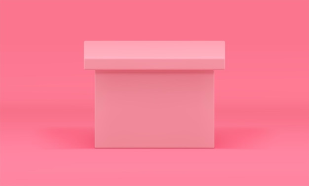 3d podio cuadrado tribuna rosa plataforma geométrica base para la presentación de promociones vector