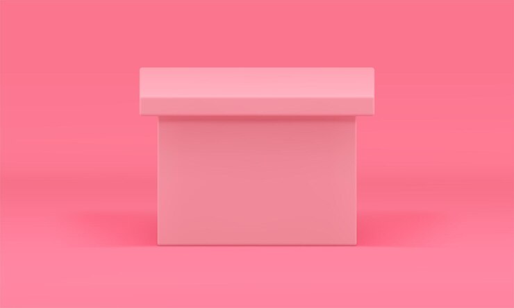 3d podio cuadrado tribuna rosa plataforma geométrica base para la presentación de promociones vector