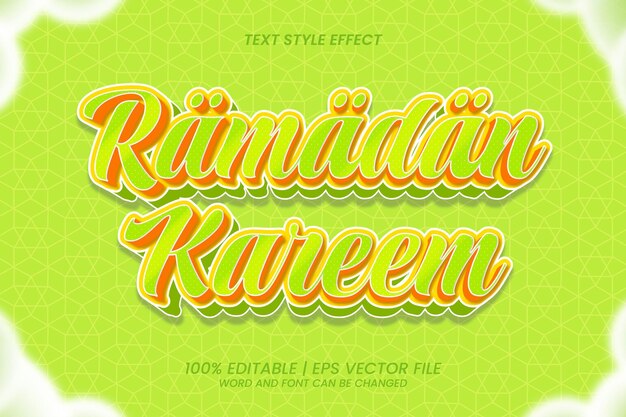 3D Ramadan Kareem Efecto de texto editable Estilo de dibujos animados