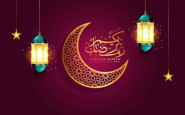 3d ramadan kareem ramzan ramazan linterna saludo ilustración texto banner fondo