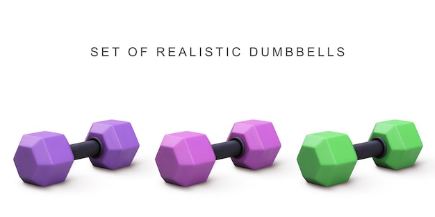 3d realista colorido conjunto de pesas en fondo blanco Ilustración vectorial