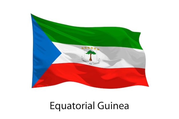 3d realista ondeando la bandera de Guinea Ecuatorial aislado