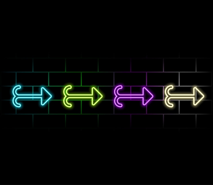 Vector 3d render abstracto minimalista fondo colorido dos flechas de neón contra acercándose el uno al otro lin