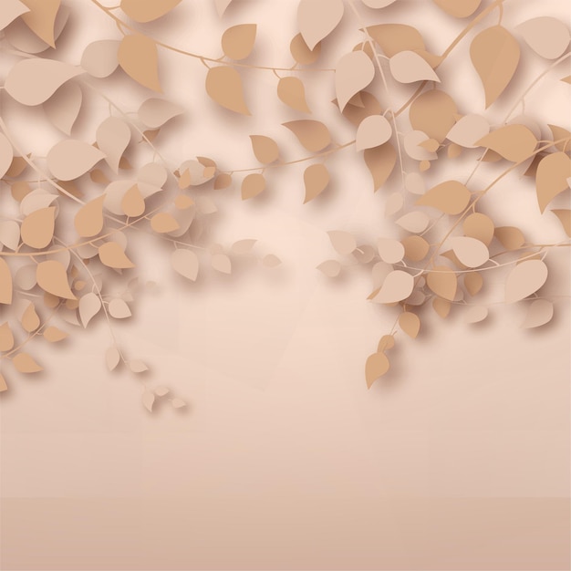 3d render abstracto ramas y hojas de oro rosa sobre fondo de oro rosa