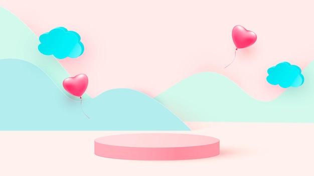 3d render de etapas pastel de San Valentín amor rosa