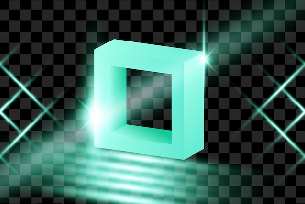 3d render formas turquesas verdes primitivas aisladas sobre fondo transparente