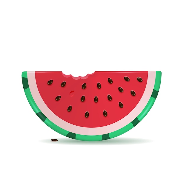 3d render Rebanada de sandía con semillas Ilustración de vector de verano de fruta jugosa
