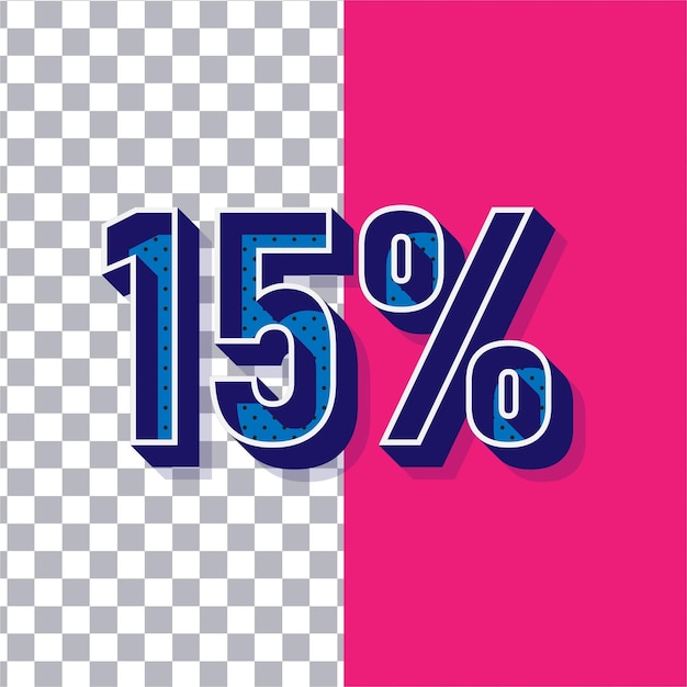 3D Retro juguetón punto azul del 15 por ciento icono en fondo rosa ajustable