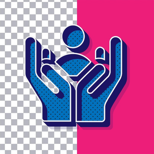 3D Retro juguetón punto azul icono de cuidado en fondo rosado ajustable