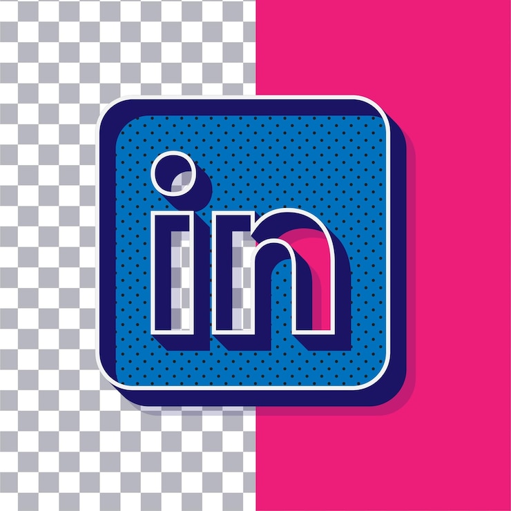 Vector 3d retro juguetón punto azul icono de linkedin en fondo rosado ajustable