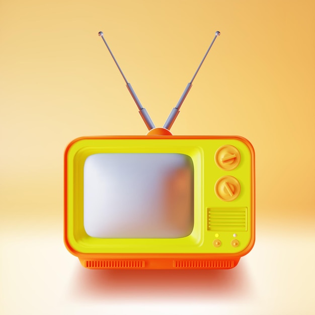 3d Retro Television Plasticine Vector de estilo de dibujos animados