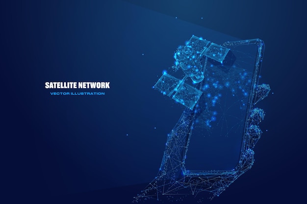 3d satélite y teléfono de mano Tecnología de red satelital comunicación global móvil