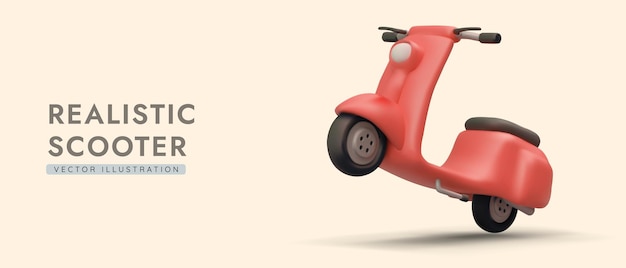 Vector 3d scooter realista sobre fondo cálido concepto de transporte de la ciudad