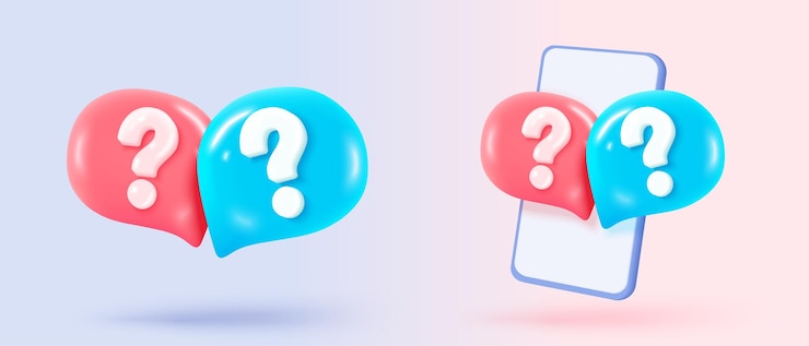 Vector 3d señal de pregunta respuesta o icono de problema hablar burbujas señal de pregunta o preguntar preguntas frecuentes y qa respuesta solución información 3d respuesta habla burbujas icono vector render ilustración