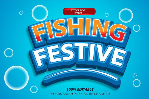 3d texto editable efecto de pesca alfabeto vectorial efecto de texto de título de logotipo de pesca