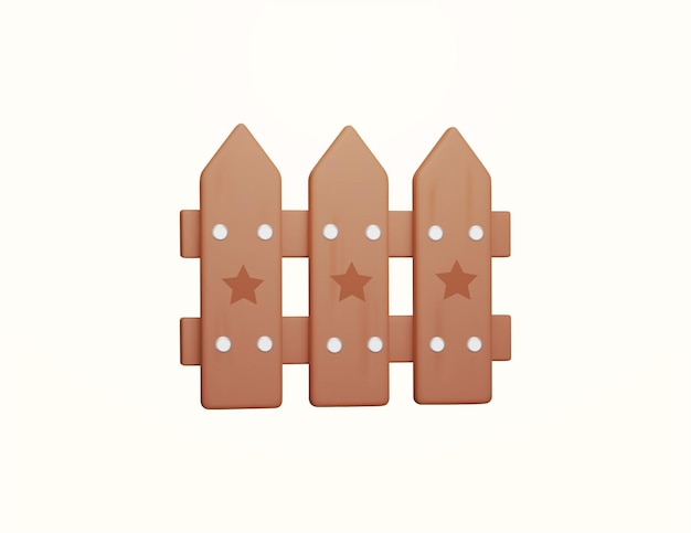 3d valla de madera linda y minimalista con decoración de estrellas icono de valla 3d aislado en blanco