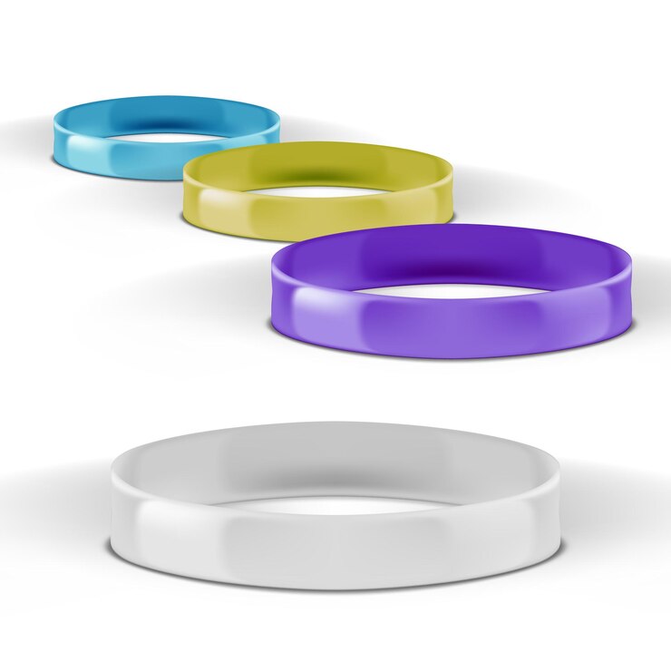Vector 3d varios colores cuatro pulseras de silicona brillante