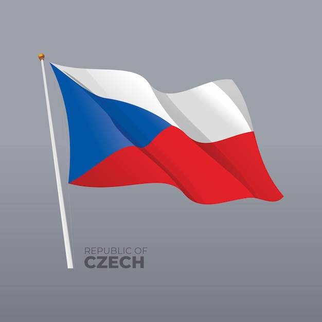 3d vector bandera nacional checa ondeando