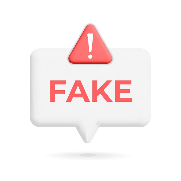 3d vector chat burbuja notificación noticias falsas alerta roja peligro exclamación triángulo signos insignia ui